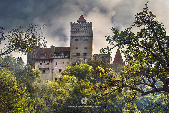Architecture, Bran, "Bran Castle", Building, Castle, Century, Circa, Cloud, Day, "Travel Destinations", "Dracula's Castle", "Bulding Exterior", Forest, History, Horizontal, Image, Medieval, Mist, "No