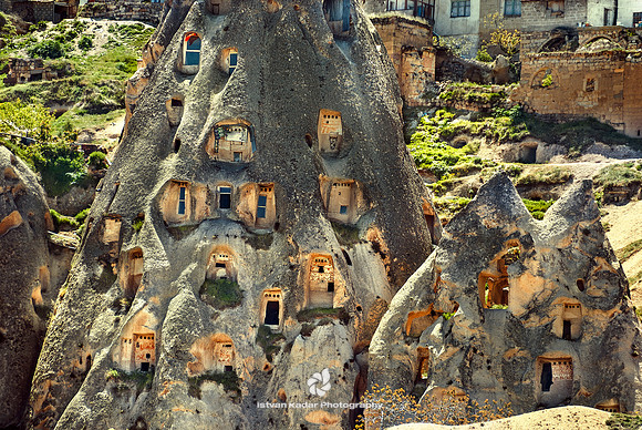 Anatolia, "Ancient Civilization", Arid, Asia, "Byzantine Art", Cappadocia, Castle, Day, Eroded, "Extreme Terrain", "Famous Place", Geology, Honeycomb, Horizontal, "National Landmark", "National Park",