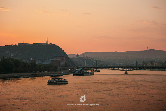 Architecture, Bridge, Budapest, River, Boats, Bridges, "Capital Cities", Danube, "Danube River", Horizontal, Hungary, "Liberation Monument - Budapest", Liberty, Monument, "National Landmark", Photogra