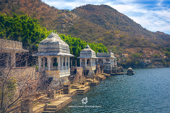 Chhatri Monuments on the Banks of Lake Badi, Udaipur, India
