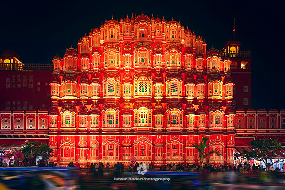 Hawa Mahal - The Palace of Winds at Night, Jaipur, India
