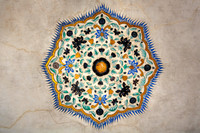 Ornate Paintings on the Marble Ceiling of Amber Fort, Jaipur, In