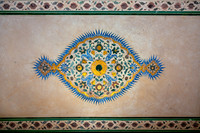 Ornate Paintings on the Marble Ceiling of Amber Fort, Jaipur, In