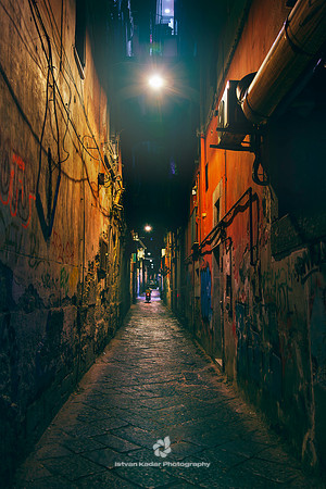 Narrow Streets of Naples at Night