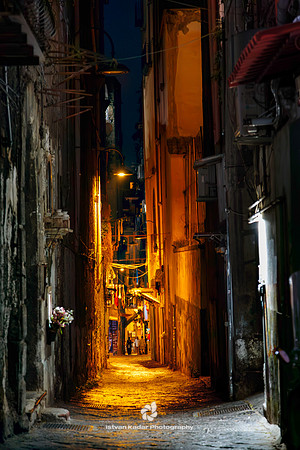 Narrow Streets of Naples at Night