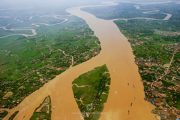 Aerial View of the Mekong Delta in Southern Vietnam