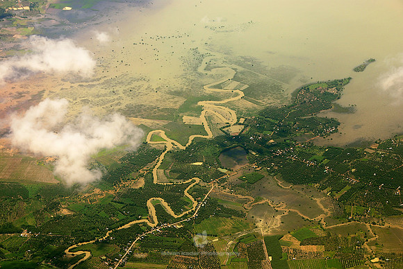 Aerial View of the Mekong Delta in Southern Vietnam