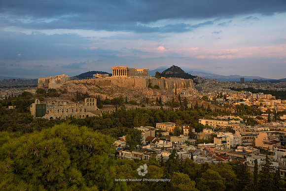 The Acropolis from Philopappos Hill, Athens, Greece