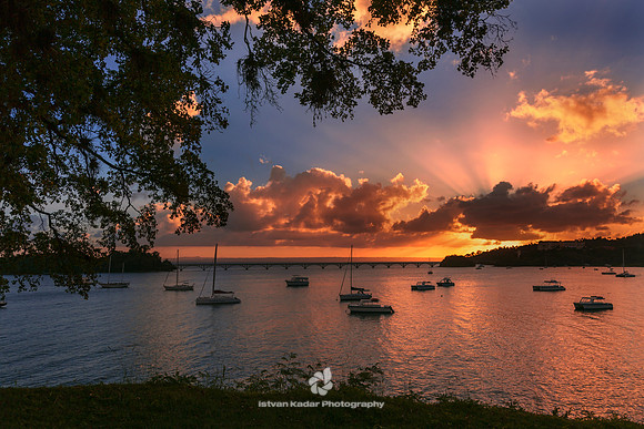Caribbean, "Dominican Republic", Samana, bay, boat, bridge, clouds, resort, sailing, sea, summer, sun-ray, sunset, town, tree, tropical, vacation