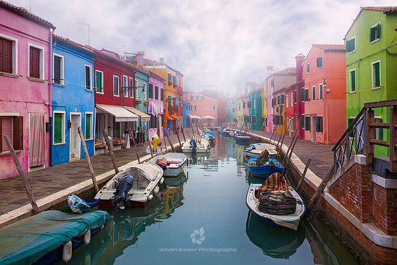Misty Morning On Burano, Venetian Lagoon, Italy
