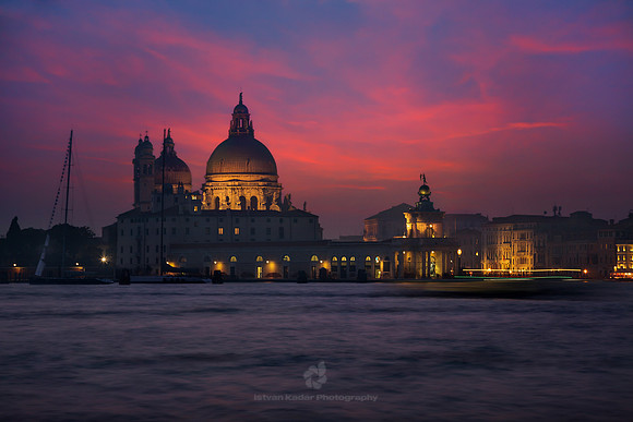 Basilica of St Mary of Health (Santa Maria della Salute) at Night, Venice