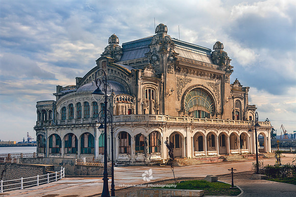 Arch, "Architectural Feature", "Art nouveau", Balcony, Beach, "Building Entrance", "Building Exterior", "Built Structure", Casino, Cloud, Coastline, Column, Constanta, "Constanta Casino", "Constructio
