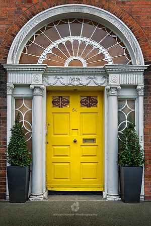 Georgian Style Yellow Wooden Door, Dublin