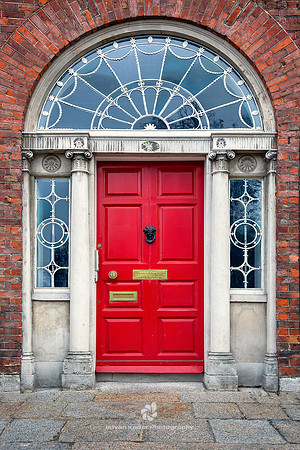 Georgian Style Red Wooden Door, Dublin