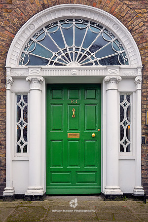 Georgian Style Green Wooden Door, Dublin