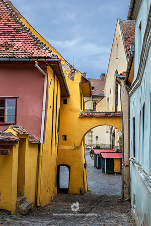 Old Houses and Cobbled Street in Sighisoara, Transylvania