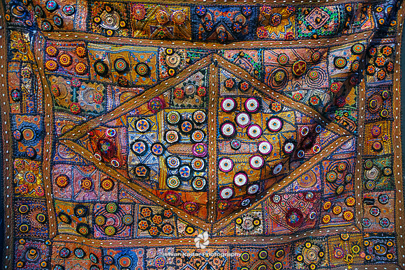 Rajasthani Embroidered Textile Fabrics On Display, Jaisalmer