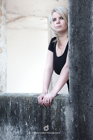 blond, female, girl, concrete, outdoor, portrait, pretty, woman, young, window,