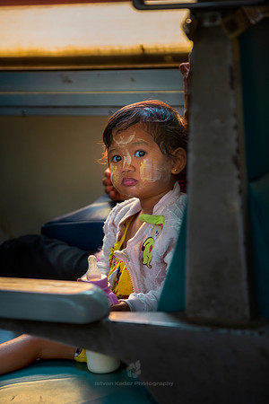 Baby Baby Girl Riding the Yangon's Circular Train, Myanmar