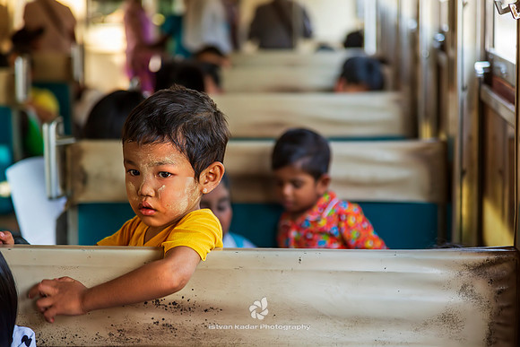 Burmese Child on Yangon's Circular Train, Myanmar