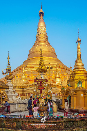 Bathing of the Buddha at the Tuesday Corner, Shwedagon Pagoda, Yangon, Myanmar