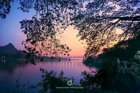 Purple Sunset on the River Thanlwin, Mawlamyine, Mon State, Myanmar