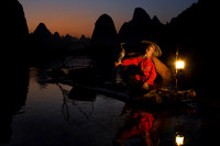 Cormorant Fisherman at Sundown, Yangshuo, China