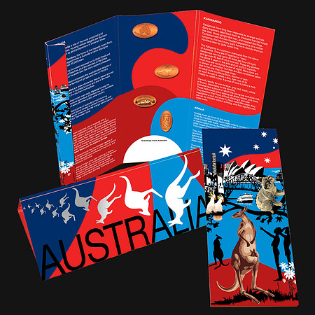 Australia Souvenir Card Design with Elongated Pressed Coins