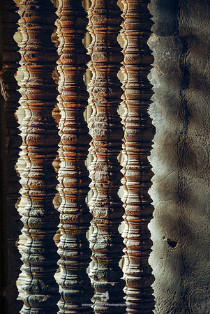 Carved Temple Pillars at Angkor Wat