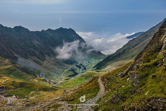 Asphalt, "Carpathian Mountains Range", Corridor, Crossing, Curve, Fagaras, "Famous Place", Fog, "High Up", Highway, Landscape, Mist, "Mountain Pass", Mountains, "Multiple Lane Highway", Road, Romania,