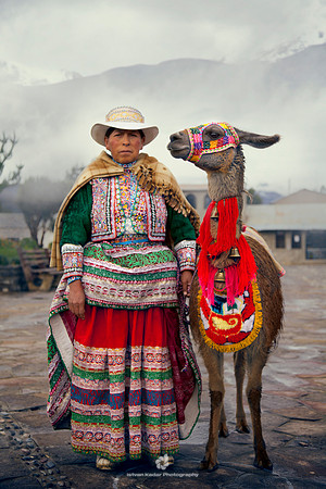 Native Woman with Llama